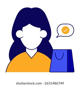 Trendy design icon of shopping girl