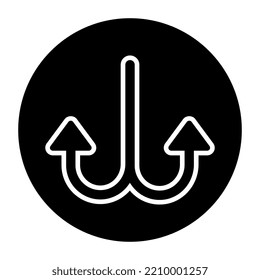 A trendy design icon of split right left down arrows 