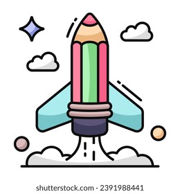 Trendy design icon of writing launch 