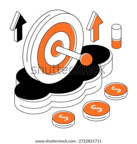 Trendy design illustration of cloud financial target
