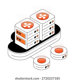 Eine trendige Design-Illustration von Cloud Hosting