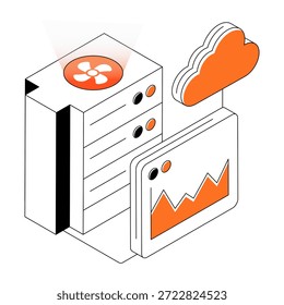Eine trendige Design-Illustration von Cloud Hosting