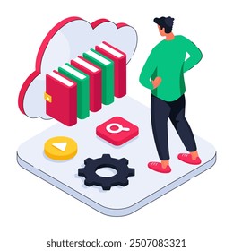 Eine trendige Designgrafik der Cloud-Bibliothek

