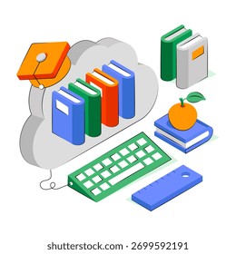 Ilustración de diseño de moda de la Biblioteca en la nube 