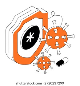 Trendy Design Illustration von covide Sicherheit