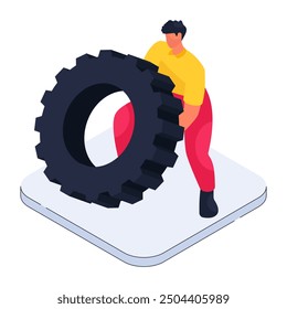 Trendy design illustration of flipping tire

