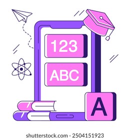 Eine trendige Designgrafik für mobiles Lernen

