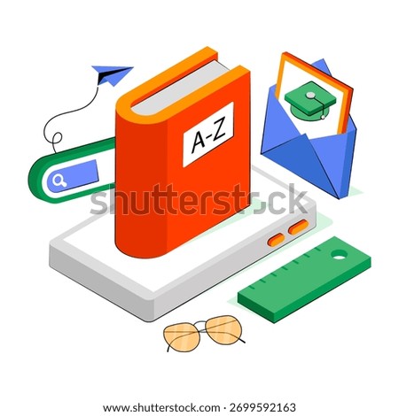 Trendy design illustration of online dictionary 