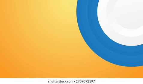 Trendy design orange background with blue and white circles in the corners