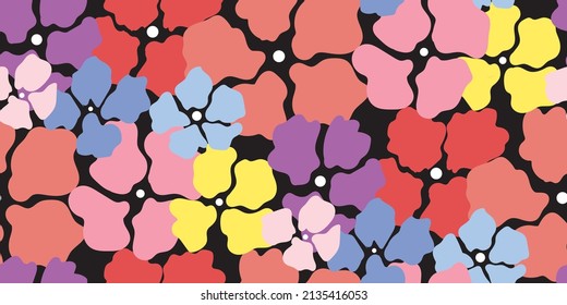 Trendy design. Seamless vector pattern. Flowers background. Freehand drawing. Perfect for wallpaper, screen background, site background, wrapping paper, fabric and surface design.