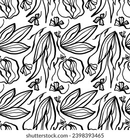 Diseño de moda. Patrón vectorial sin cable. Fondo de las flores. Dibujo a mano libre. Perfecto para papel pintado, fondo de pantalla, fondo de sitio, papel de envoltura, tela y diseño de superficie.