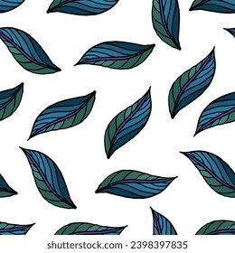 Trendy design. Seamless vector pattern. Leaf background. Freehand drawing. Perfect for wallpaper, screen background, site background, wrapping paper, fabric and surface design.