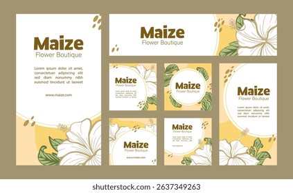 Trendy design social media post incorporate with Hibiscus Flower drawing. Commonly used for business promotion, personal celebration, or company event to reach more attention