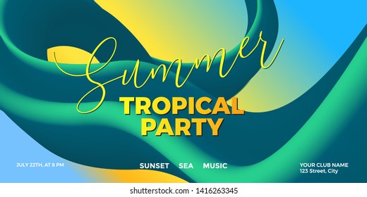 Trendy design template with fluid and liquid shapes. Summer colorful gradient background. Applicable for covers, posters, flyers, presentations, banners. Vector illustration. Eps10
