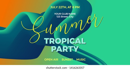 Trendy design template with fluid and liquid shapes. Summer colorful gradient background. Applicable for covers, posters, flyers, presentations, banners. Vector illustration. Eps10