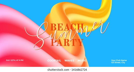 Trendy design template with fluid and liquid shapes. Summer colorful gradient background. Applicable for covers, posters, flyers, presentations, banners. Vector illustration. Eps10