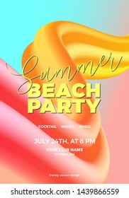 Trendy design template with fluid and liquid shapes. Summer colorful gradient background. Applicable for covers, posters, flyers, presentations, banners. Vector illustration. Eps10