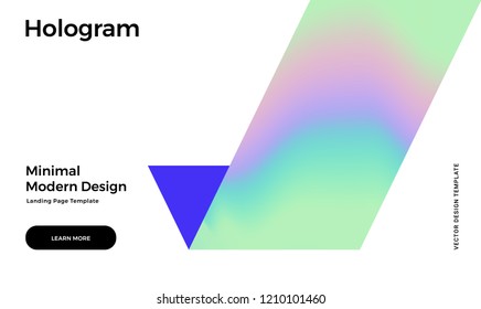 Trendy design template with geometric shapes and vibrant gradient holographic texture. Applicable for brochures, placards, posters, flyers, presentations, banners, identity. Vector illustration.