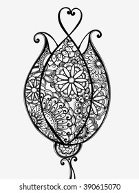 Trendy design template.  Holiday  background with flowers. Abstract flower, graphic design, freehand drawing. Vintage decorative flowers.