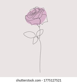 Trendy design template, one line graphic style rose. Contemporary background for social media. Hand drawn vector illustration. Aesthetic flower logo print. Modern abstract line art. Beauty concept