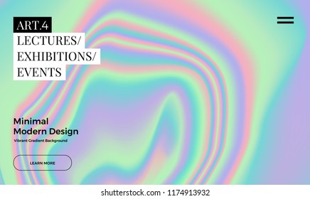 Trendy design template with vibrant gradient holographic texture. Applicable for covers, brochures, placards, posters, flyers, presentations, banners, identity. Vector illustration. Eps10 