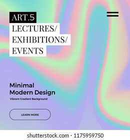 Trendy design template with vibrant gradient holographic texture. Applicable for covers, brochures, placards, posters, flyers, presentations, banners, identity. Vector illustration. Eps10 