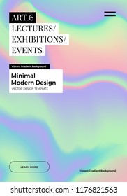 Trendy design template with vibrant gradient holographic texture. Applicable for covers, brochures, placards, posters, flyers, presentations, banners, identity. Vector illustration. Eps10 