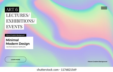 Trendy design template with vibrant gradient holographic texture. Applicable for covers, brochures, placards, posters, flyers, presentations, banners, identity. Vector illustration. Eps10 