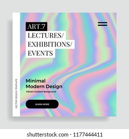 Trendy design template with vibrant gradient holographic texture. Applicable for covers, brochures, placards, posters, flyers, presentations, banners, identity. Vector illustration. Eps10 
