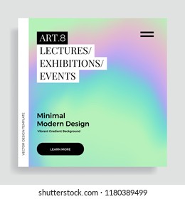 Trendy design template with vibrant gradient holographic texture. Applicable for covers, brochures, placards, posters, flyers, presentations, banners, identity. Vector illustration. Eps10 