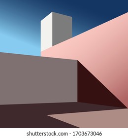 Trendy design vector abstract color block architecture background