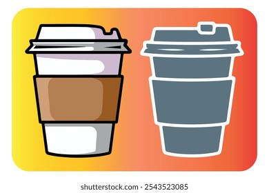 Trendy designs of two paper coffee mugs for marketing materials vector, Captivating graphics of two delightful paper coffee mugs vector