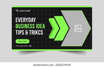 Trendy digital agency business idea thumbnail banner design, startup business idea techniques video cover banner design, fully customizable vector eps 10 file format