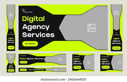 Trendy digital agency web bundle banner design for social media post, digital marketing web set banner design, fully customizable vector eps 10 file format