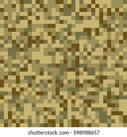 Trendy digital pixel camouflage seamless pattern. Universal green seamless texture for disguise. Abstract geometric tiled background with colored pixels for textile, backdrop or banner