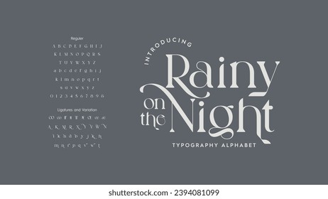 Trendy display typeface bold serif. Modern vintage alphabet collection. Uppercase, lowercase, stylish alternate typography. Vector illustration