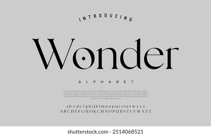 Tipo de exibição na moda negrito serif. Coleção moderna do alfabeto vintage. Letras maiúsculas, minúsculas, tipografia alternativa elegante. Ilustração vetorial