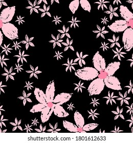Trendy  ditzy floral seamless vector pattern. Hand drawn background with small flowers. Template for fashion, print, cover design.