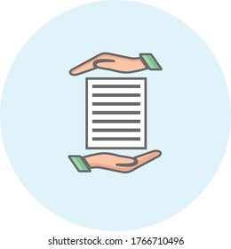 Icono de documentos de moda sobre fondo azul para web y gráfico móvil.