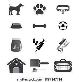 Trendy Dog icons isolated on white. set of dog filled such as animal paw, wolf, hair brush, fast food cart. Vector elements