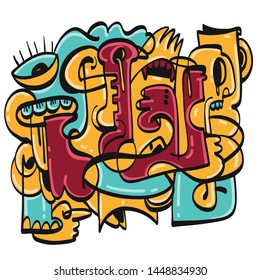 trendy doodle fun on a white background. Vector illustration, drawing elements for design.