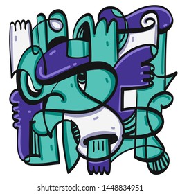 trendy doodle fun on a white background. Vector illustration, drawing elements for design.