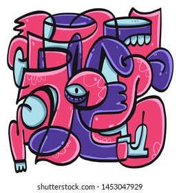 Trendy doodle fun on a white background. Vector illustration, drawing elements for design.