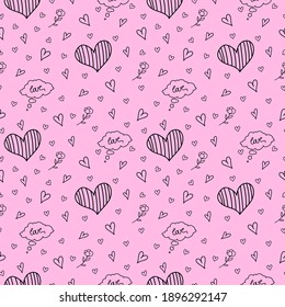 Patrón moderno de corazones de doodle, gran diseño para cualquier propósito. vector de estilo dibujado a mano. Dibujo de vectores. Fondo de regalo de vacaciones. Textura de vacaciones blancas. Ilustración abstracta vectorial.