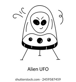 Trendy doodle icon of an alien ufo 