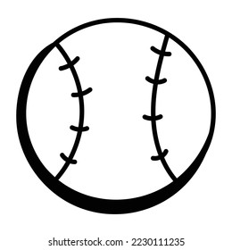 Trendy doodle icon of baseball