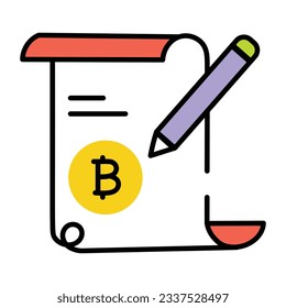 Trendy doodle icon of bitcoin contract 
