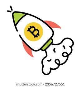 Trendy doodle icon of bitcoin launch 