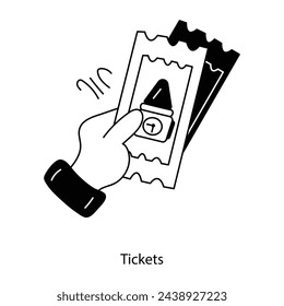 Trendy doodle icon depicting tickets 