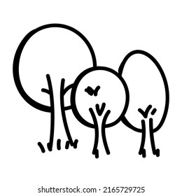 Icono de doodle de moda del bosque 